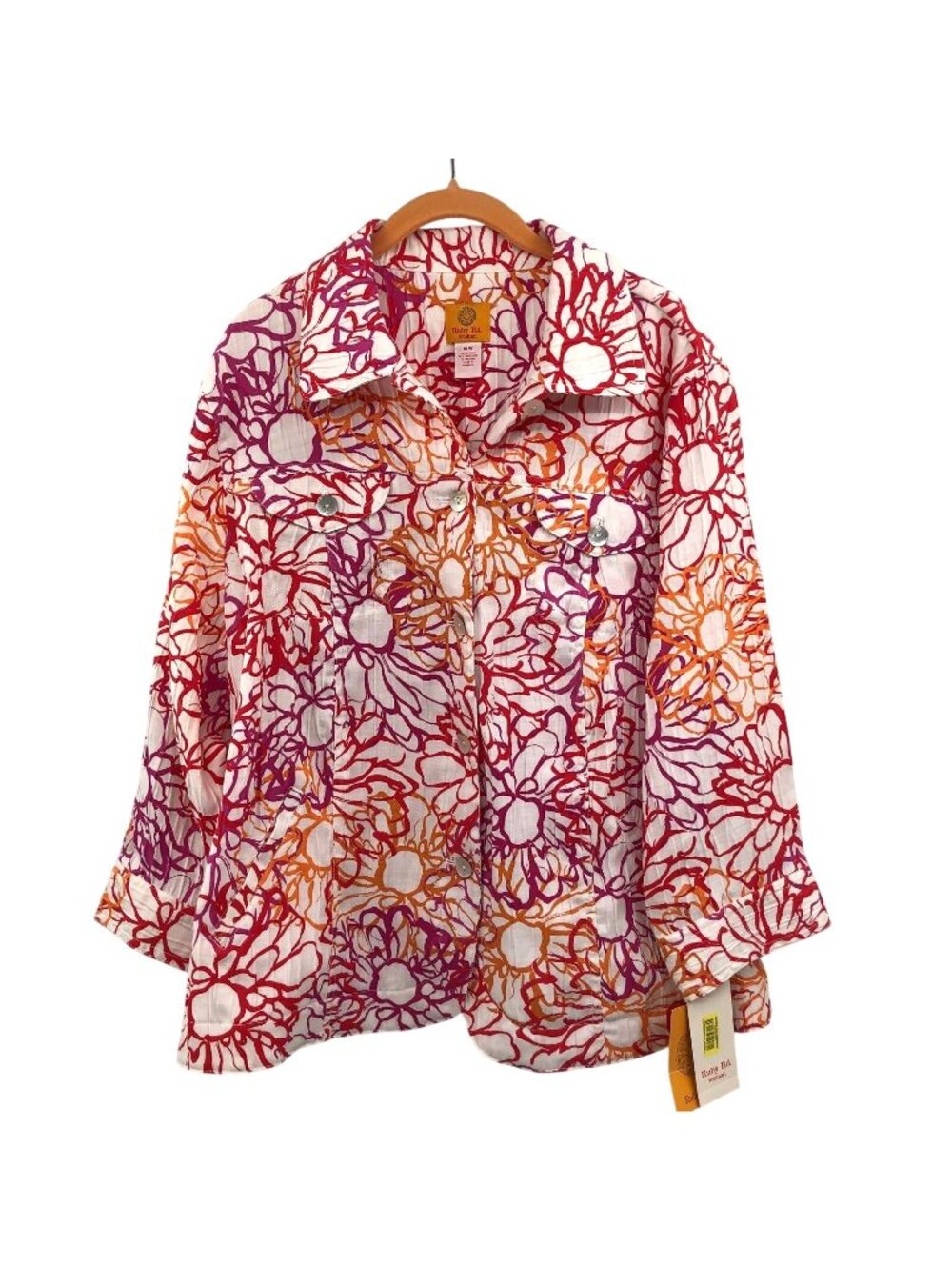 Ruby Rd Woman White Hot 18W Abstract Floral Textured Jacket New